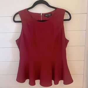 Alex & Alex Wine Red Peplum Top